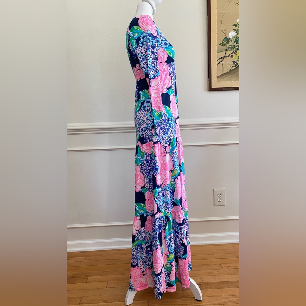 Lilly Pulitzer Martinique Tiered Maxi Dress Long Sleeve Hey Hey Bouquet XXS - Picture 6 of 16